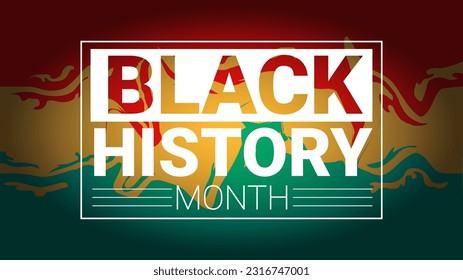 Black History Month banner with line decoration, bright colors on a black background.