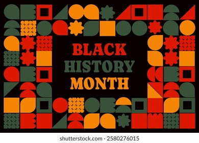 Black History Month banner with neo geometric design.Vector.