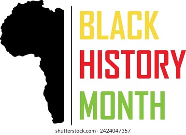 Black History month banner on a white background. A festive festival of black pride on a white background. Graphic design. map of Africa. Vector illustration EPS 10