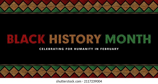 Black History Month banner or poster with isolated black background, illustration of celebrating of humanity symbol, applicable for advertising, society group, web banner, social media sign, Instagram