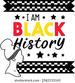 Black History Month banner, poster, template with flag and fist hand icon on white background. Black history month logo, sticker, label, tag for Africa American