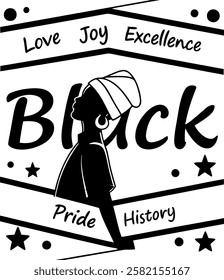 Black History Month banner, poster, template with flag and fist hand icon on white background. Black history month logo, sticker, label, tag for Africa American