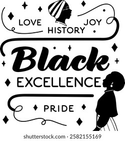 Black History Month banner, poster, template with flag and fist hand icon on white background. Black history month logo, sticker, label, tag for Africa American