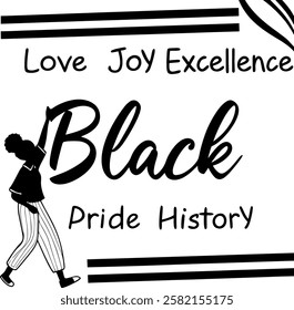 Black History Month banner, poster, template with flag and fist hand icon on white background. Black history month logo, sticker, label, tag for Africa American