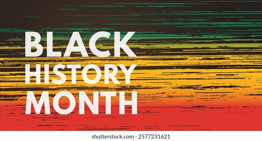 Black history month. Banner with red, gold and green colors of Pan-African flag on black background. African American heritage month celebration concept for flyer, card and poster. Vector illustration