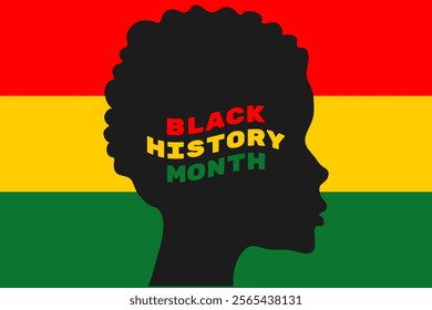 Black History Month. Black History Month banner. Silhouette of a black girl in profile with an inscription. Vector illustration.