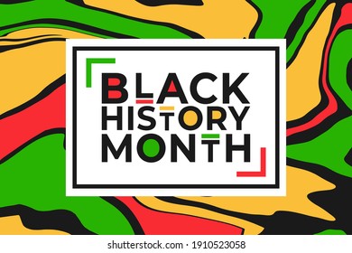 Black History Month banner template with colorful liquid paint effect background. Vector illustration for national holiday poster or card