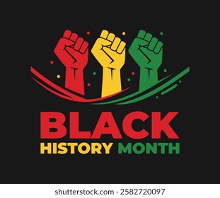 Black History Month Banner Template Featuring Fist Raised Power Symbol with Colorful African Heritage