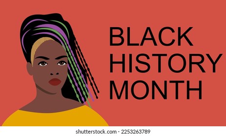 Black History Month banner with young African-American woman's portrait