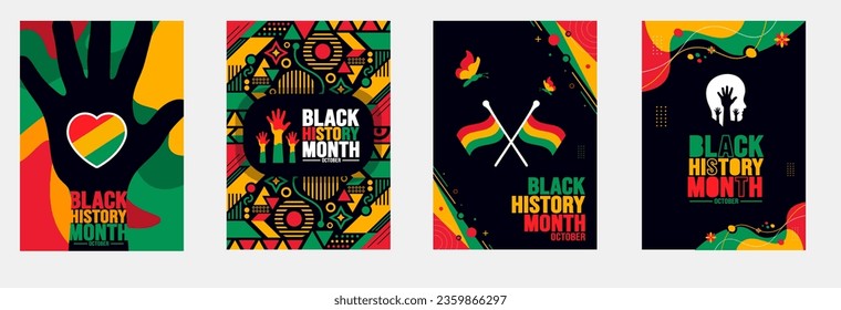 Black History Month book cover design template set. Celebrated in October and February United States, Canada, Great Britain, Africa, UK, Ireland. use to book cover, banner, placard, card, and poster.