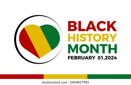 Black history month celebrate. African American History. Celebrated annual In February.  Black, red, yellow, green color banner background. 