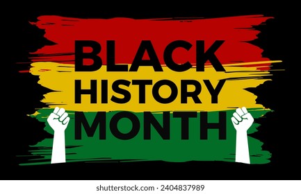 Black history month celebrate. African American History. Celebrated annual In February.  Black, red, yellow, green color banner background. 