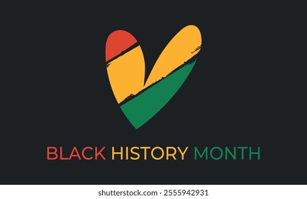 Black history month celebrate. African American History. Red, yellow and green painted heart. Vector illustration