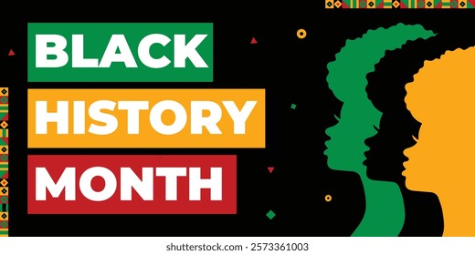 Black history month celebrate. African American History. Red, yellow and green banner.