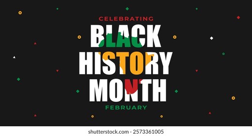 Black history month celebrate. African American History. Red, yellow and green banner.