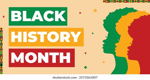 Black history month celebrate. African American History. Red, yellow and green banner.