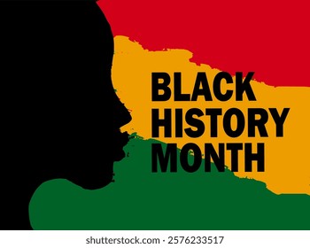 Black history month celebrate african people head silhouette with flag background. Vector illustration design graphic. Black history month. Vector stock illustration