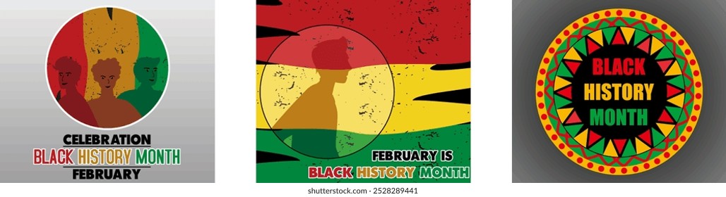 Black history month celebrate. February is Black History Month. Black History Month pattern. Set flat vector modern illustration