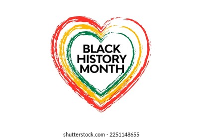 Black History Month Celebrate Heart Logo Style African American History. Template for Poster, Card, Banner, Background. Vector Illustration.