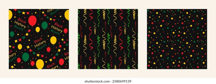 Black history month celebrate seamless pattern set.