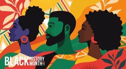 Black History Month Celebrate. Vector Illustration Design Graphic Black History Month. Flat Vector Illustration Template For Background, Banner, Card, Poster People