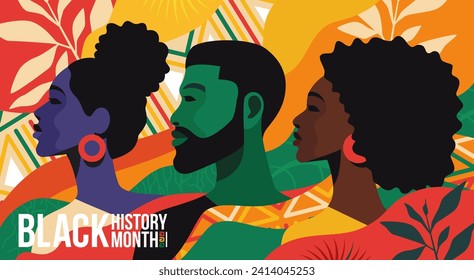 Black history month celebrate. vector illustration design graphic Black history month. Flat vector illustration template for background, banner, card, poster people svg