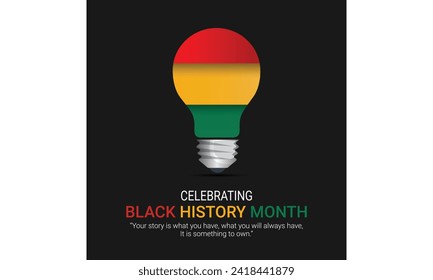 El mes de la historia negra se celebra. Gráfico de diseño de ilustración vectorial Mes de historia negra. badge, Black History month creative design para anuncios de medios sociales, febrero.