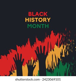 Black history month celebrate. vector illustration on black background. design graphic. hands with brashes