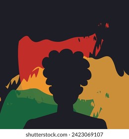 Black history month celebrate. vector illustration on black background. design graphic. silhouette of a man and a brushes