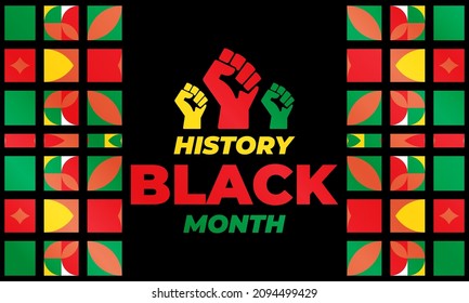 Black History Month. Celebrated annually in February in the USA and Canada, October in Great Britain . Background, poster, greeting card, banner design. Vector EPS 10.