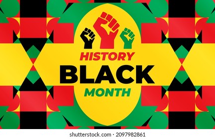 Black History Month. Celebrated annually in February in the USA and Canada, October in Great Britain . Background, poster, greeting card, banner design. Vector EPS 10.
