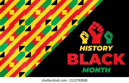 Black History Month. Celebrated annually in February in the USA and Canada, October in Great Britain . Background, poster, greeting card, banner design. Vector EPS 10.