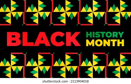 Black History Month. Celebrated annually in February in the USA and Canada, October in Great Britain . Background, poster, greeting card, banner design. Vector EPS 10.