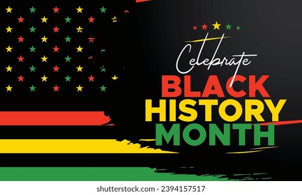 Black History Month celebrated. February national black history month African American vector illustration Template for background, banner, card, poster with text inscription