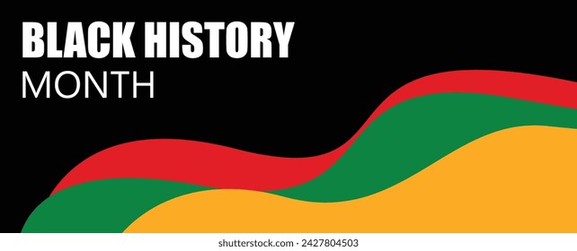 black history month celebrating banner vector. Black History Month banner design template vector.  orange, red and green design graphic