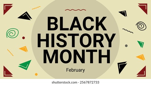 Black History Month Celebration Banner in February. Promoting awareness and education on African heritage and achievements.