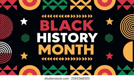 Black History Month Celebration Banner Pan African Colors Geometric Pattern Background