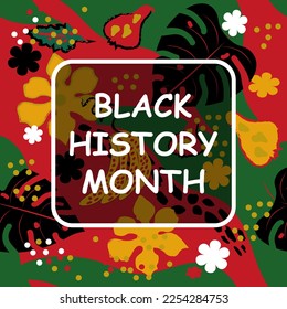Black history month celebration vector banner.Black history month social media post template,card, poster