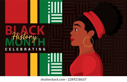 Black history month colored poster girl character Vector