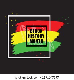 Black History Month colorful emblem banner design element on black background