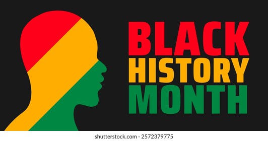 Black history month colorful lettering typography with African man design background. black history month 2025 background. Celebrated February in united state and Canada.