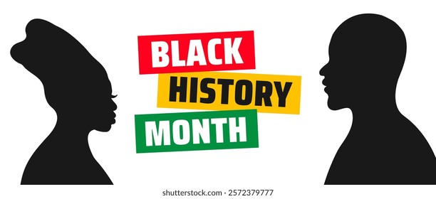 Black history month colorful lettering typography with African man design background. black history month 2025 background. Celebrated February in united state and Canada.