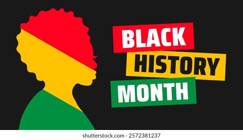 Black history month colorful lettering typography with African women design background. black history month 2025 background. Celebrated February in united state and Canada.