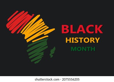 Black history month concept. Doodle Africa continent. Colorful banner, poster, brochure, flyer template. Celebrated annually in February in USA and Canada, and in October in the UK. African culture.