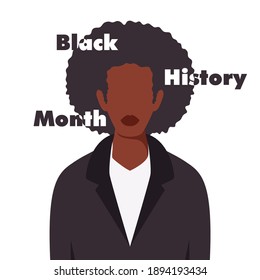 Black History Month Concept with Faceless Afro Woman On White Background.