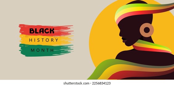 Black History Month Design Poster with Afro Girl Character Vector Illustration