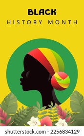 Black History Month Design Poster with Afro Girl Character Vector Illustration