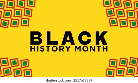 Black History Month design with theme color Boxes Frame. African American History Month design isolated on a yellow background. Poster, card, banner, background. Vector illustration.