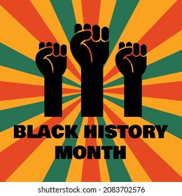 black history month design with three hand clenched. black history month vector