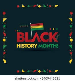 Black History Month with different elements. Black lives matter and black history month posts for social media. Black History Month Vector Stock Illustration. Awareness post for human rights in USA,UK